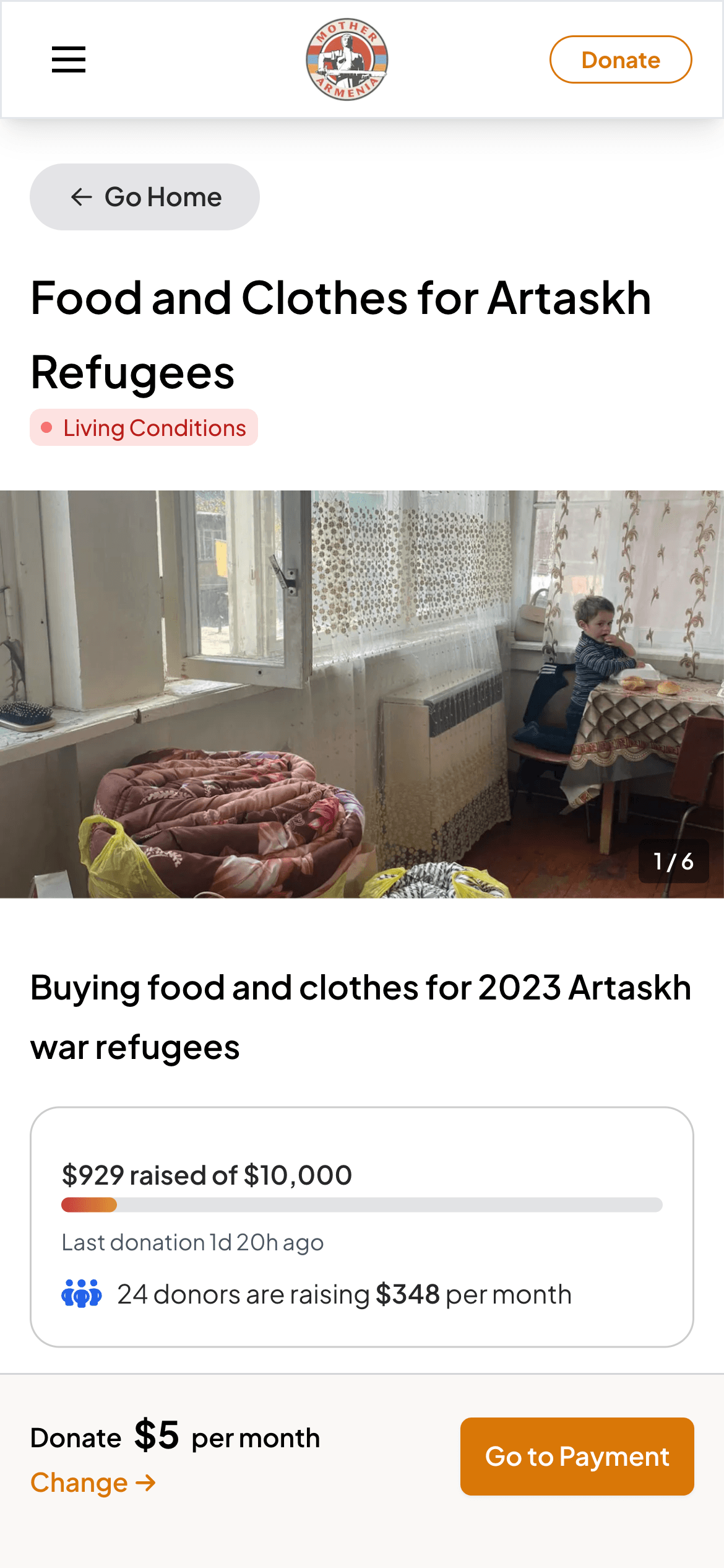 Mother Armenia project page screenshot