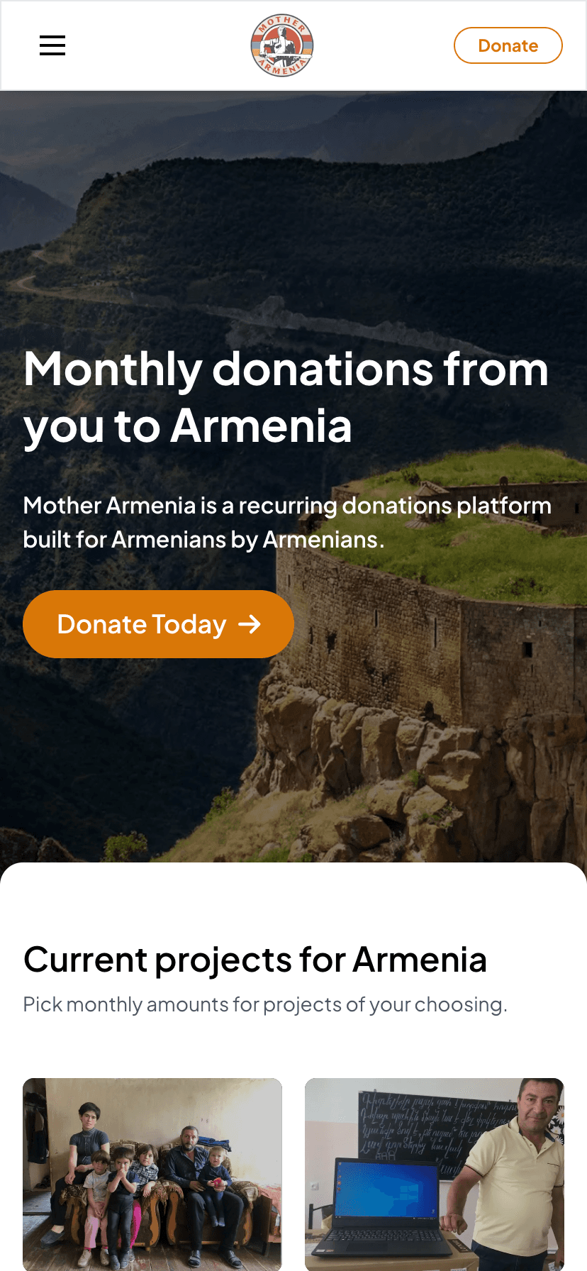 Mother Armenia Mobile Hero Screenshot